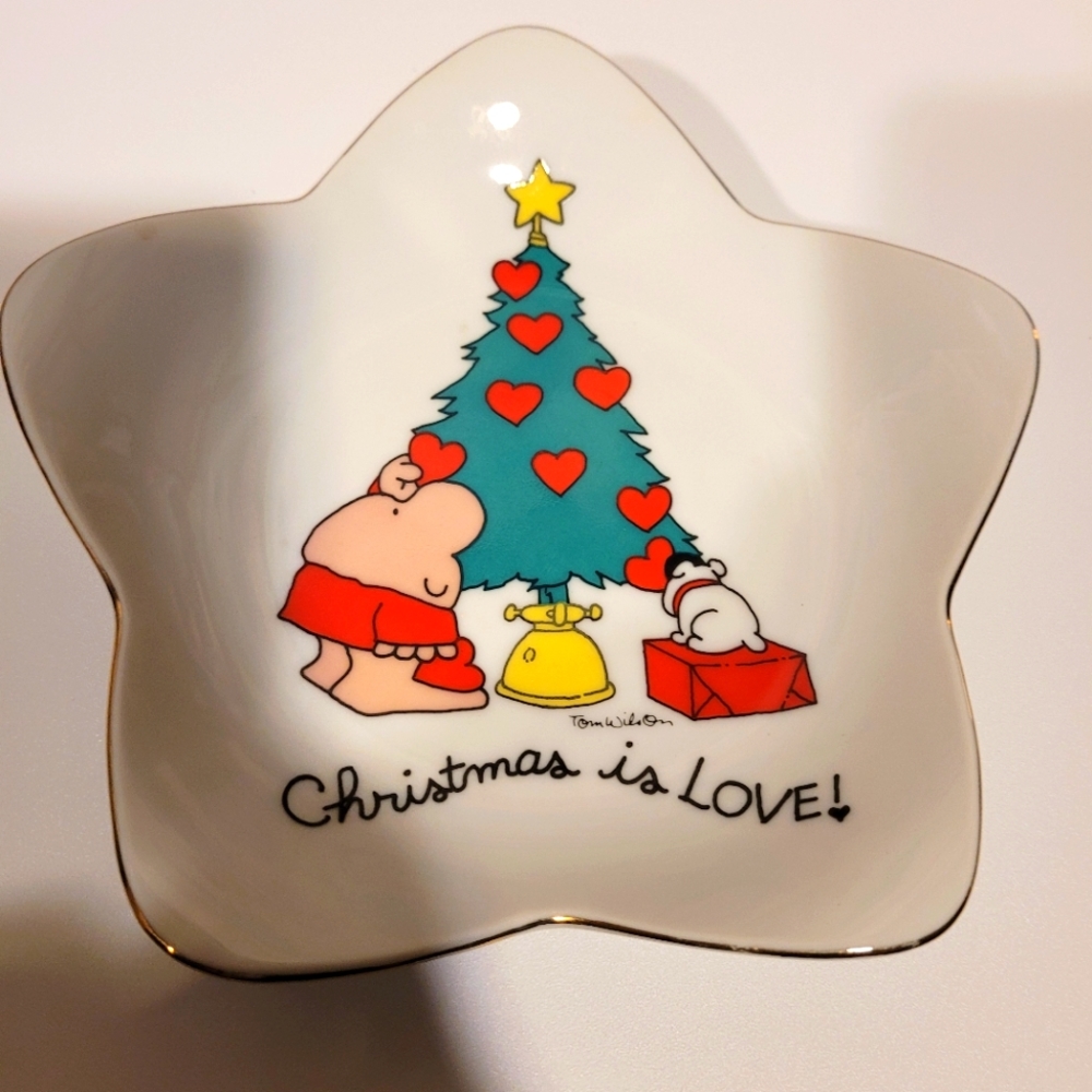 Vintage Designers Collection Genuine Porcelain Ziggy Christmas is Love Star Dish